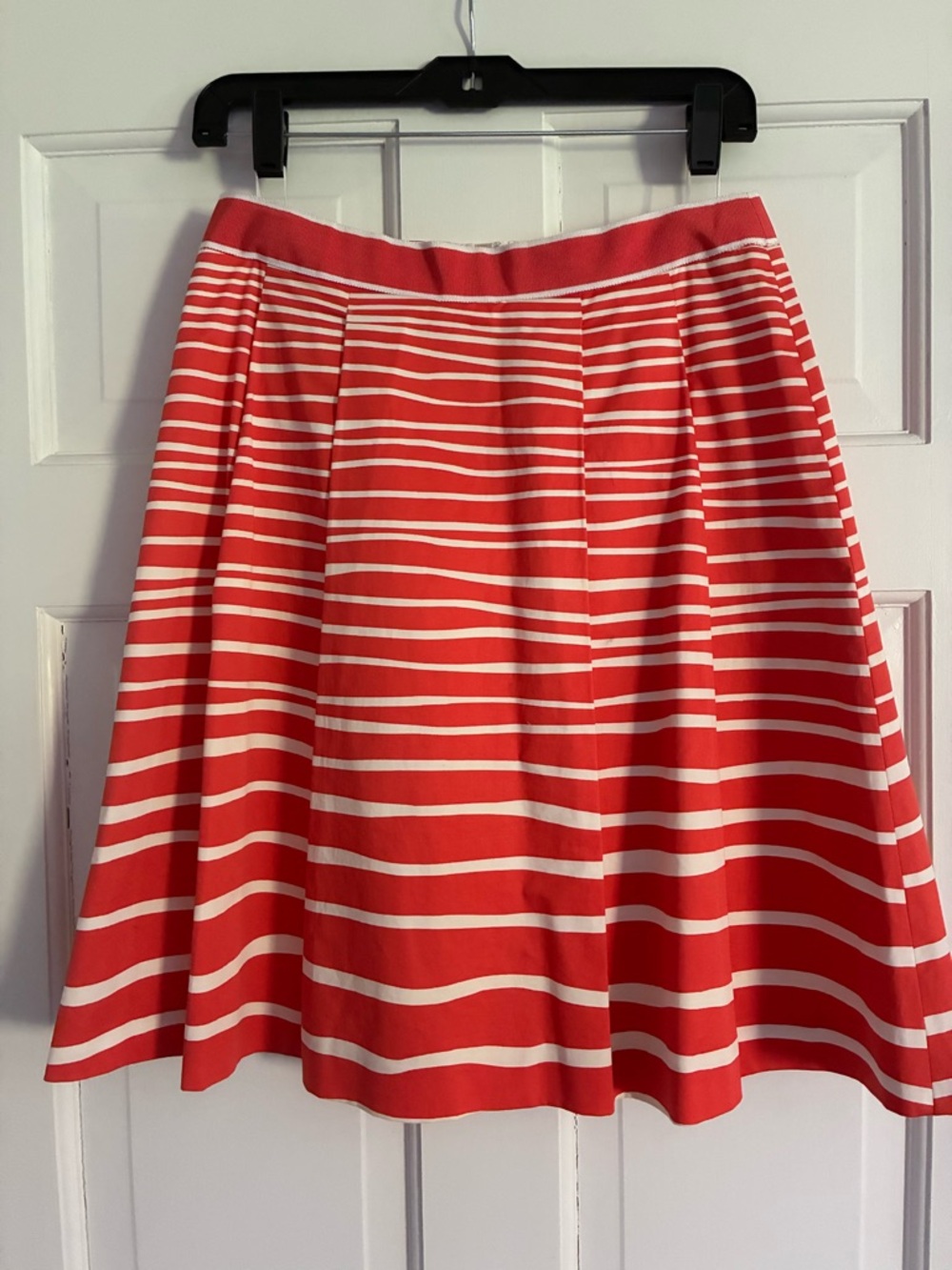 Boss Coral and White Striped Circle Skirt